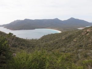 Wineglass bay in Freycinet National park from Wineglass bay lookout